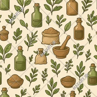 الگوی تکرارشونده عطاری 2025 (Herbal Seamless Pattern)