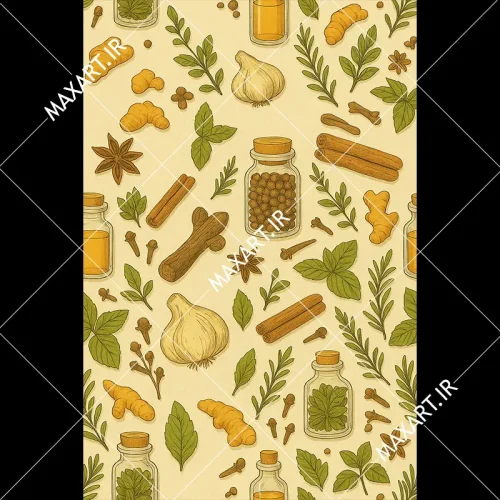 الگوی تکرارشونده عطاری 2024 (Herbal Seamless Pattern)